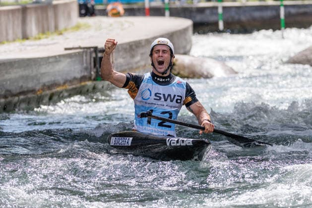 Adam Burgess GBR at ICF CANOE SLALOM WORLD CUP, Canoeing, Men, Canoe, 2026, on 13 06 2026 in Augsburg, Eiskanal Bayern Germany