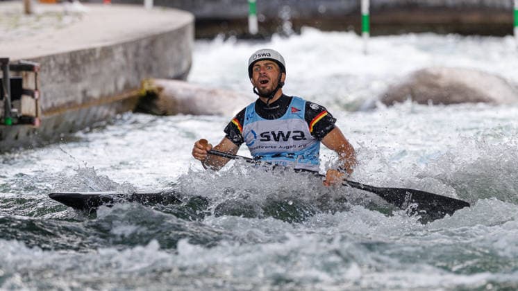 Sideris Tasiadis GER at ICF CANOE SLALOM WORLD CUP, Canoeing, Men, Canoe, 2026, on 13 06 2026 in Augsburg, Eiskanal Bayern Germany
