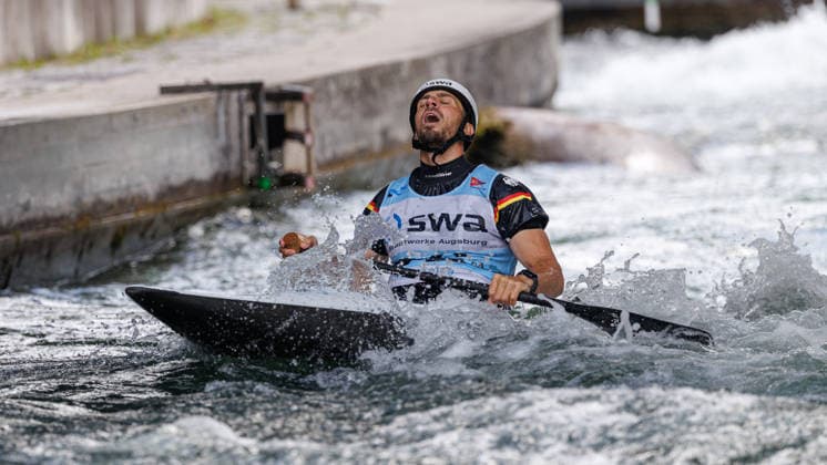 Sideris Tasiadis GER at ICF CANOE SLALOM WORLD CUP, Canoeing, Men, Canoe, 2026, on 13 06 2026 in Augsburg, Eiskanal Bayern Germany