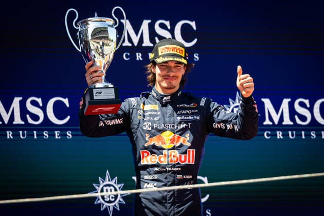 AUTO - FORMULA 2 2026 - BARCELONA TSOLOV Nikola (bul), Campos Racing, Dallara F2 2024, portrait podium during the 5th round of the 2026 FIA Formula 2 Championship from June 12 to 14, 2026 on the Circuit de Barcelona-Catalunya, in Montmelo, Spain - MontmeloSpain  Copyright: xXavixBonillax