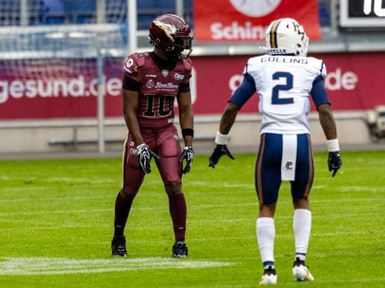 10 Harlan Kwofie (Wide Receiver) Rhein Fire Rhein Fire vs Paris Lights, American Football, American Football League Europe, WEEK 4, 2026, 13.06.2026, Duisburg Schauinsland-Reisen-Arena Germany Copyright: xFootxBowl ChristopherxMettkenx