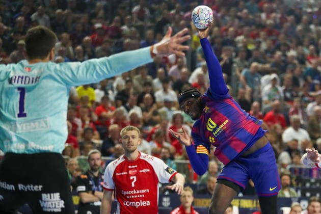 Cologne 13.06.2026. Pilka reczna EHF Liga Mistrzow sezon 2025 26 final4 mecz: Aalborg Handbold - Barca --- Handball EHF Champions League season 2025 26 final4 match: Aalborg Handbold - Barca nz Dika Mem Fot. Kacper Staniec NEWSPIX.PL --- newspix.pl 