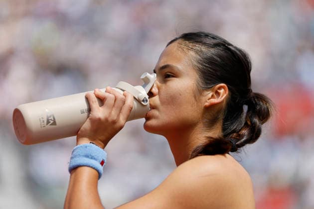 RECORD DATE NOT STATED 13th June 2026; HSBC Championships, Queens Club, West Kensington, London, England; HSBC Championships Tennis, Day Four; Emma Raducanu (GBR) during a break in the match against Kamilla Rakhimova (UZB) HongboxChen