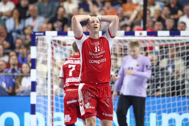 13 06 2025, xtgx, handball, EHF Champions League semi-final, Aalborg Handbold FC Barcelona v l Simon Hald Aalborg, 11 disappointed, looks disappointed, dejected, disappointed Koeln