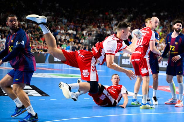 Cologne, Germany Handball EHF CL Final 4 Semi-Final Aalborg Handbold Barca Mads Hoxer Hangaard Aalborg Cologne Lanxess Arena North Rhine-Westphalia Germany