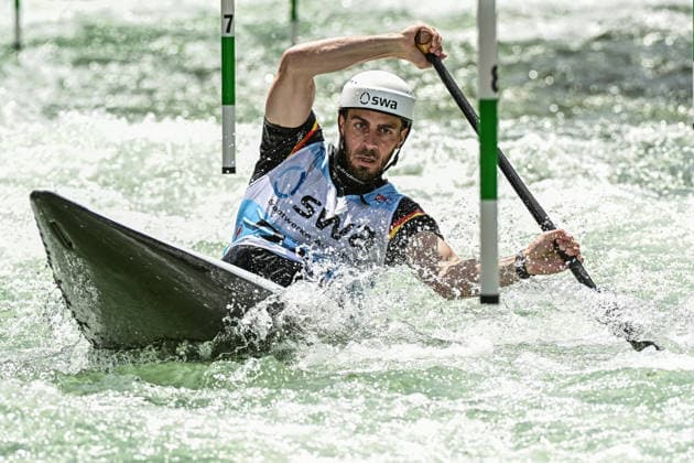 ICF Canoe Slalom World Cup 13 06 2026, Eis Kanal, Augsburg Sideris Tasiadis GER , Augsburg, 13 06 2026 Canoe World Cup, Slalom K1, Augsburg, Eis Kanal Copyright: xBEAUTIFULxSPORTS Märklx