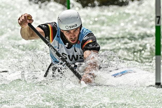 ICF Canoe Slalom World Cup 13 06 2026, Eis Kanal, Augsburg Sideris Tasiadis GER , Augsburg, 13 06 2026 Canoe World Cup, Slalom K1, Augsburg, Eis Kanal Copyright: xBEAUTIFULxSPORTS Märklx