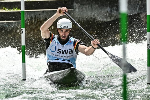 ICF Canoe Slalom World Cup 13 06 2026, Eis Kanal, Augsburg Sideris Tasiadis GER , Augsburg, 13 06 2026 Canoe World Cup, Slalom K1, Augsburg, Eis Kanal Copyright: xBEAUTIFULxSPORTS Märklx
