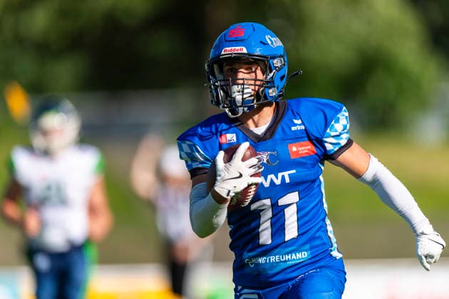 Elias Kraljevic Allgaeu Comets, WR, 11 GER, Allgaeu Comets vs Straubing Spiders, American Football, GFL, Season 2026, Week 06, 13 06 2026 GER, Allgaeu Comets vs Straubing Spiders, American Football, GFL, Season 2026, Week 06, 13 06 2026 Kempten Copyright: xEibner-Pressefoto FlorianxWolfx EP_FWF