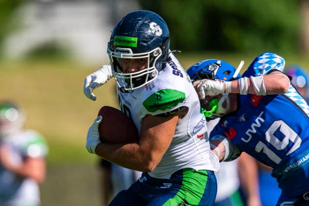 p88 with David King Allgaeu Comets, DB, 19 GER, Allgaeu Comets vs Straubing Spiders, American Football, GFL, Season 2026, Week 06, 13 06 2026 GER, Allgaeu Comets vs Straubing Spiders, American Football, GFL, Season 2026, Week 06, 13 06 2026 Kempten Copyright: xEibner-Pressefoto FlorianxWolfx EP_FWF