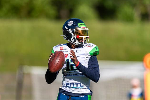 Sven Dorfner QB, Straubing Spiders, 12 GER, Allgaeu Comets vs Straubing Spiders, American Football, GFL, Season 2026, Week 06, 13 06 2026 GER, Allgaeu Comets vs Straubing Spiders, American Football, GFL, Season 2026, Week 06, 13 06 2026 Kempten Copyright: xEibner-Pressefoto FlorianxWolfx EP_FWF