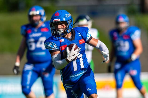 Elias Kraljevic Allgaeu Comets, WR, 11 GER, Allgaeu Comets vs Straubing Spiders, American Football, GFL, Season 2026, Week 06, 13 06 2026 GER, Allgaeu Comets vs Straubing Spiders, American Football, GFL, Season 2026, Week 06, 13 06 2026 Kempten Copyright: xEibner-Pressefoto FlorianxWolfx EP_FWF