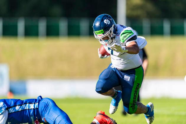Anthony Green WR, Straubing Spiders, 7 GER, Allgaeu Comets vs Straubing Spiders, American Football, GFL, Season 2026, Week 06, 13 06 2026 GER, Allgaeu Comets vs Straubing Spiders, American Football, GFL, Season 2026, Week 06, 13 06 2026 Kempten Copyright: xEibner-Pressefoto FlorianxWolfx EP_FWF