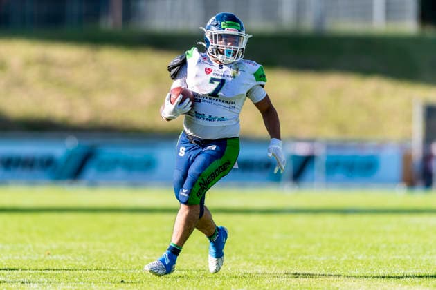 Anthony Green WR, Straubing Spiders, 7 GER, Allgaeu Comets vs Straubing Spiders, American Football, GFL, Season 2026, Week 06, 13 06 2026 GER, Allgaeu Comets vs Straubing Spiders, American Football, GFL, Season 2026, Week 06, 13 06 2026 Kempten Copyright: xEibner-Pressefoto FlorianxWolfx EP_FWF