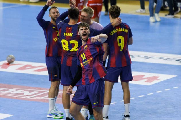 Djordje CIKUSA FC Barcelona Barca, 11 jubilation, joy, passion, success, emotion, enthusiasm, positive emotions after the match GER, Aalborg Handbold vs FC Barcelona, handball, TruckScout24 EHF FINAL4 2026, semi-final, season 2025 2026, 13 06 2026, GER, Aalborg Handbold vs FC Barcelona, handball, TruckScout24 EHF FINAL4 2026, semi-final, season 2025 2026, 13 06 2026, Cologne Copyright: xEibnerxPressefoto OliverxSchmidtx EP_OST