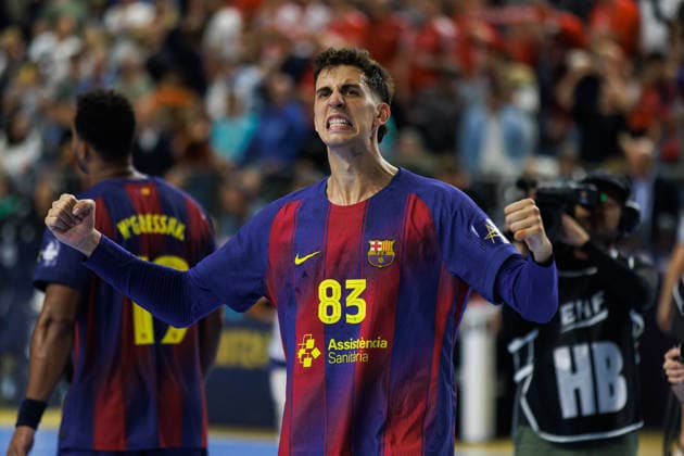 Ian BARRUFET FC Barcelona Barca, 83 jubilation, joy, passion, success, emotion, enthusiasm, positive emotions GER, Aalborg Handbold vs FC Barcelona, handball, TruckScout24 EHF FINAL4 2026, semi-final, 2025 2026 season, 13 06 2026, GER, Aalborg Handbold vs FC Barcelona, handball, TruckScout24 EHF FINAL4 2026, semi-final, 2025 2026 season, 13 06 2026, Cologne Copyright: xEibnerxPressefoto OliverxSchmidtx EP_OST