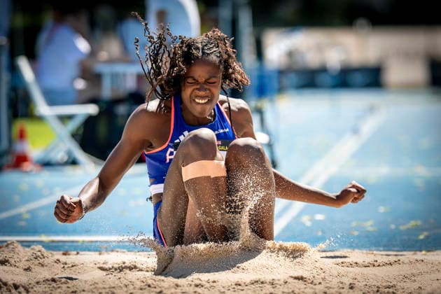 MANNHEIM, GERMANY - JUNE 13, 2026 : Solveig Zola (FRA France) competing in the women’s triple jump during the Juniorengala 2026 at Michael-Hoffmann-Stadion on June 13, 2026 in Mannheim, Germany. Baden-Wuerttemberg Germany Copyright: xAxelxKohringx