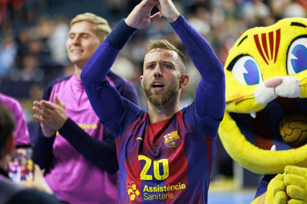 Aleix GOMEZ FC Barcelona Barca, 20 jubilation, joy, passion, success, emotion, enthusiasm, positive emotions GER, Aalborg Handbold vs FC Barcelona, handball, TruckScout24 EHF FINAL4 2026, semi-final, 2025 2026 season, 13 06 2026, GER, Aalborg Handbold vs FC Barcelona, handball, TruckScout24 EHF FINAL4 2026, semi-final, 2025 2026 season, 13 06 2026, Cologne Copyright: xEibnerxPressefoto OliverxSchmidtx EP_OST