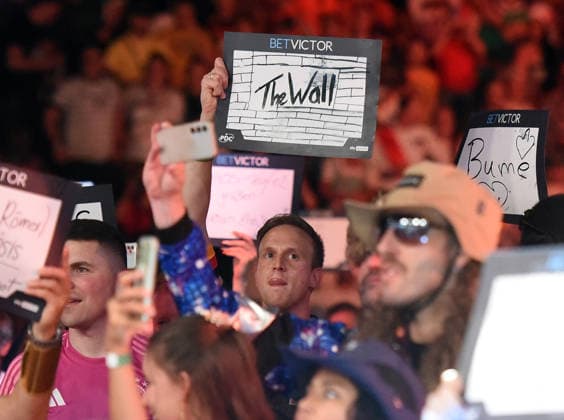 13 06 2026, xhbx, Dart World Cup of Darts 2026, v l Dart Fans, Spectators, Mood, Disguise, Costumes, Shield 180, Shield for the Wall Martin Schindler Germany DFL DFB REGULATIONS PROHIBIT ANY USE OF PHOTOGRAPHS as IMAGE SEQUENCES and or QUASI VIDEO Frankfurt