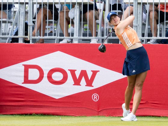 MIDLAND, MI - JUNE 13: Linn Grant tee™s off during round three of the LPGA, Golf Damen Dow Championship on June 13, 2026, at Midland Country Club in Midland, Michigan. (Photo by Joseph Weiser Icon Sportswire) GOLF: JUN 13 LPGA Dow Championship EDITORIAL USE ONLY Icon2606130233