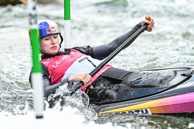 ICF Canoe Slalom World Cup 13 06 2026, Eis Kanal, Augsburg Evy Leibfarth USA ,Women s Canoe Final, Augsburg, 13 06 2026 Canoe World Cup, Slalom K1, Augsburg, Eis Kanal Copyright: xBEAUTIFULxSPORTS Märklx