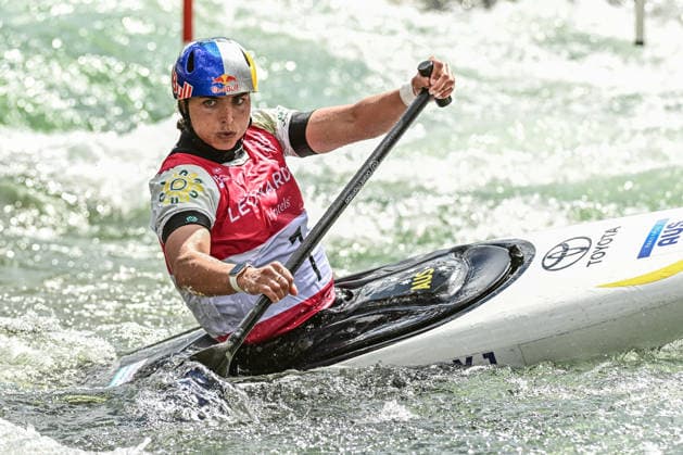 ICF Canoe Slalom World Cup 13 06 2026, Eis Kanal, Augsburg Evy Leibfarth USA ,Women s Canoe Final, Augsburg, 13 06 2026 Canoe World Cup, Slalom K1, Augsburg, Eis Kanal Copyright: xBEAUTIFULxSPORTS Märklx