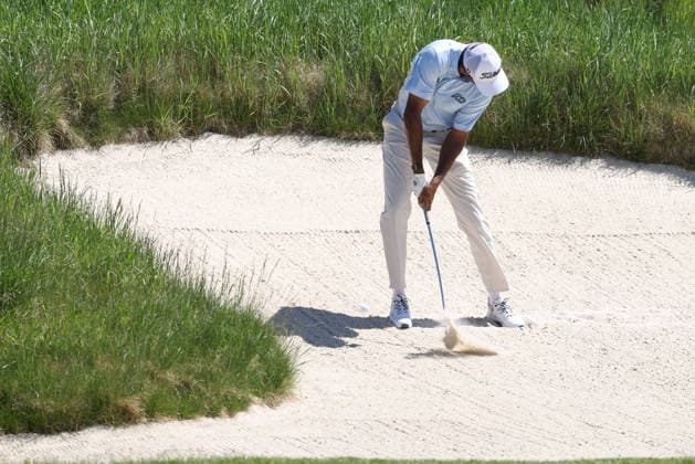 June 13, 2026: Sudarshan Yellamaraju of Canada plays out of a fairway bunker during the RBC Canadian Open held at TPC Toronto at Osprey Valley in Caledon Ontario, Canada. CSM Caledon Canada - ZUMAc04_ 20260613_zma_c04_091 Copyright: xDanielxLeax