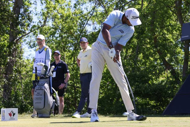 June 13, 2026: Sudarshan Yellamaraju of Canada tees off at the third hole during the RBC Canadian Open held at TPC Toronto at Osprey Valley in Caledon Ontario, Canada. CSM Caledon Canada - ZUMAc04_ 20260613_zma_c04_092 Copyright: xDanielxLeax