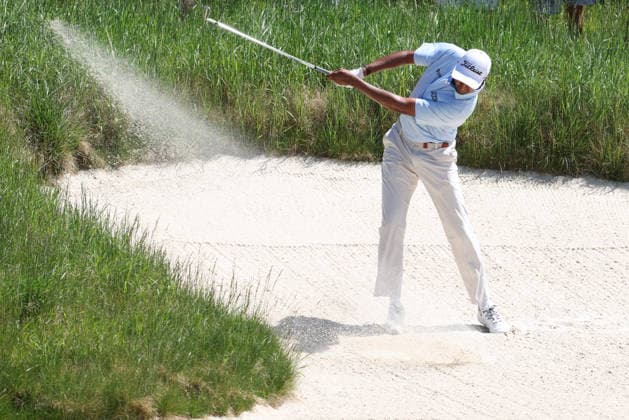 June 13, 2026: Sudarshan Yellamaraju of Canada plays out of a fairway bunker during the RBC Canadian Open held at TPC Toronto at Osprey Valley in Caledon Ontario, Canada. CSM Caledon Canada - ZUMAc04_ 20260613_zma_c04_096 Copyright: xDanielxLeax