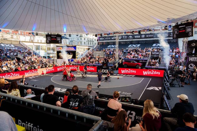 BASKETBALL - FIBA 3x3 World Tour VIENNA,AUSTRIA,13.JUN.26 - BASKETBALL - FIBA 3x3 World Tour. Image shows an overview of the A1 Arena.  GEPAxpictures xEdgarxEisner