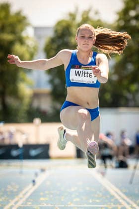 MANNHEIM, GERMANY - JUNE 13, 2026 : Maja Witte (GER Haldensleber Sportclub) competing in the women’s triple jump during the Juniorengala 2026 at Michael-Hoffmann-Stadion on June 13, 2026 in Mannheim, Germany. Baden-Wuerttemberg Germany Copyright: xAxelxKohringx