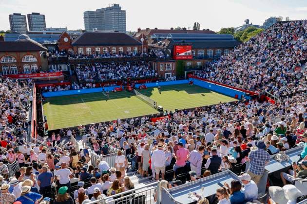 RECORD DATE NOT STATED 13th June 2026; HSBC Championships, Queens Club, West Kensington, London, England; HSBC Championships Tennis, Day Four; A general view of Andy Murray Arena during the Semifinal match between Emma Raducanu (GBR) and Iva Jovic (USA) HongboxChen