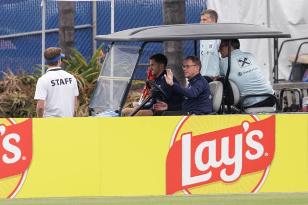 FOOTBALL - FIFA World Cup, WM, Weltmeisterschaft, Fussball 2026, preview SANTA BARBARA,CALIFORNIA,USA,13.JUN.26 - FOOTBALL - FIFA World Cup 2026, USA, Mexico, Canada, preview, OEFB, Oesterreichischer Fussball-Bund, training team AUT. Image shows Christoph Baumgartner and head coach Ralf Rangnick (AUT).  GEPAxpictures xArminxRauthner