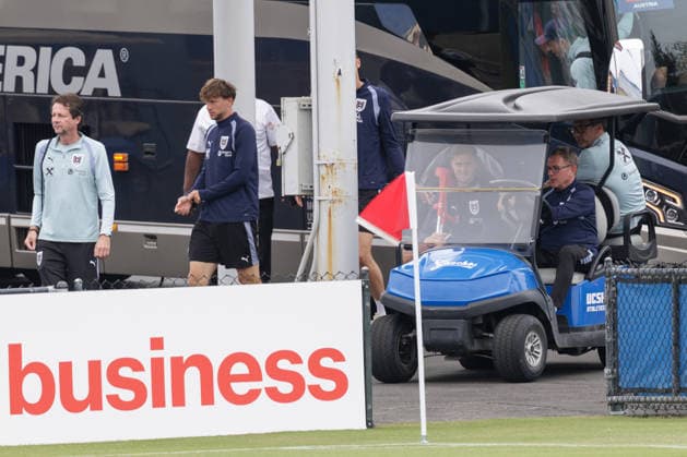FOOTBALL - FIFA World Cup, WM, Weltmeisterschaft, Fussball 2026, preview SANTA BARBARA,CALIFORNIA,USA,13.JUN.26 - FOOTBALL - FIFA World Cup 2026, USA, Mexico, Canada, preview, OEFB, Oesterreichischer Fussball-Bund, training team AUT. Image shows sporting director Peter Schoettel (OEFB), Michael Svoboda, Christoph Baumgartner and head coach Ralf Rangnick (AUT).  GEPAxpictures xArminxRauthner