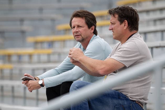 FOOTBALL - FIFA World Cup, WM, Weltmeisterschaft, Fussball 2026, preview SANTA BARBARA,CALIFORNIA,USA,13.JUN.26 - FOOTBALL - FIFA World Cup 2026, USA, Mexico, Canada, preview, OEFB, Oesterreichischer Fussball-Bund, training team AUT. Image shows sporting director Peter Schoettel (OEFB) and Andreas Herzog.  GEPAxpictures xArminxRauthner