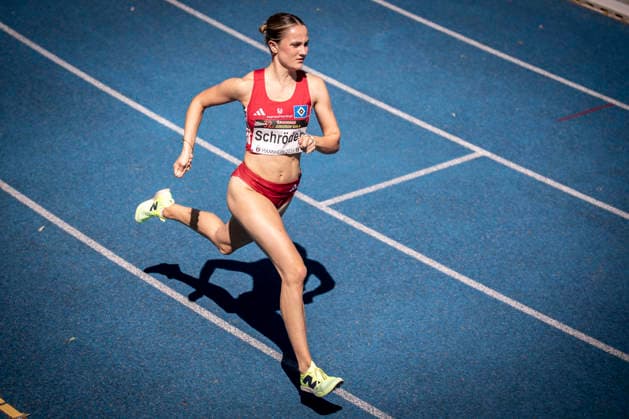 MANNHEIM, GERMANY - JUNE 13, 2026 : Line Schroeder (GER Hamburger SV) competing in the women’s U20 400m during the Juniorengala 2026 at Michael-Hoffmann-Stadion on June 13, 2026 in Mannheim, Germany. Baden-Wuerttemberg Germany Copyright: xAxelxKohringx
