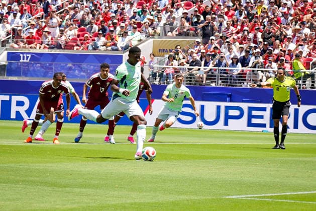 USA Soccer FIFA World Cup 2026 Group B Switzerland vs Qatar Levi™s Stadium Santa Clara, California after foul play by Mahmoud Abunada Qatar, 1 converts Breel Embolo Switzerland, 7 the penalty, penalty to 1 0 Joy, emotions, jubilation, goal and goal celebration Copyright: xJOERANxSTEINSIEKx