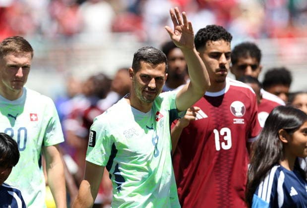 FIFA World Cup, WM, Weltmeisterschaft, Fussball 2026 - Group B - Qatar vs Switzerland Remo Freuler of Switzerland reacts prior to the FIFA World Cup 2026 group stage match Qatar against Switzerland, in San Francisco, USA, 13 June 2026. SAN FRANCISCO United States  Copyright: xBENJAMINxFANJOYx