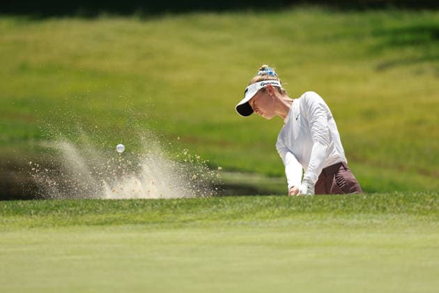 Dow Championship MIDLAND, MICHIGAN - JUNE 13: Nelly Korda of United States of America hits out of the bunker toward the fifth green during the third round of the Dow Championship at Midland Country Club in Midland, Michigan, USA on Saturday, June 13, 2026. Midland Michigan United States  Copyright: xJorgexLemusx originalFilename:lemus-dowchamp260613_npiGq.jpg