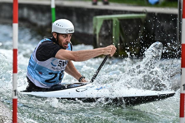 ICF Canoe Slalom World Cup 13 06 2026, Eis Kanal, Augsburg Sideris Tasiadis GER ,Men s Canoe Final, Augsburg, 13 06 2026 Canoe World Cup, Slalom K1, Augsburg, Eis Kanal Copyright: xBEAUTIFULxSPORTS Märklx