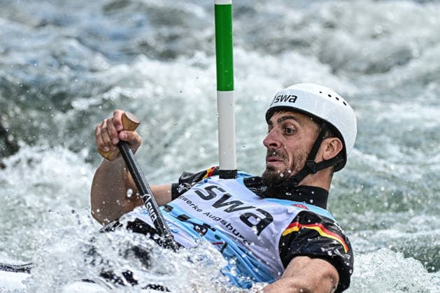 ICF Canoe Slalom World Cup 13 06 2026, Eis Kanal, Augsburg Sideris Tasiadis GER ,Men s Canoe Final, Augsburg, 13 06 2026 Canoe World Cup, Slalom K1, Augsburg, Eis Kanal Copyright: xBEAUTIFULxSPORTS Märklx