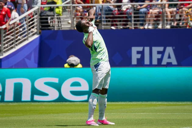 USA Soccer FIFA World Cup 2026 Group B Switzerland vs Qatar Levi™s Stadium Santa Clara, California after foul by Mahmoud Abunada Qatar, 1 converts Breel Embolo Switzerland, 7 the penalty, penalty to 1 0 Joy, emotion, jubilation, goal and goal celebration gesture, gesture, emotion Copyright: xJOERANxSTEINSIEKx