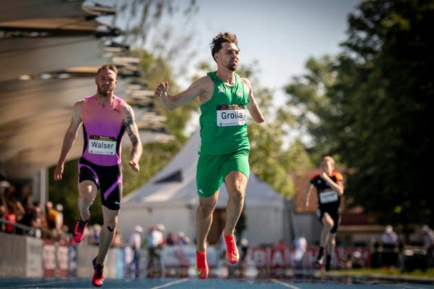 MANNHEIM, GERMANY - JUNE 13, 2026 : Phil Grolla (GER VfL Wolfsburg) competing in the para 100m during the Juniorengala 2026 at Michael-Hoffmann-Stadion on June 13, 2026 in Mannheim, Germany. Baden-Wuerttemberg Germany Copyright: xAxelxKohringx
