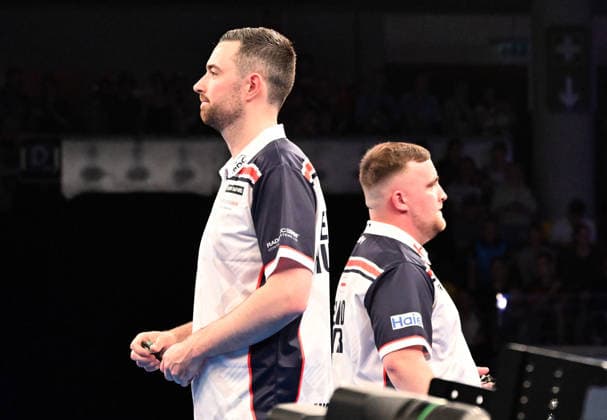 13 06 2026, xhbx, Dart World Cup of Darts 2026, v l Luke Humphries England , Luke Littler England DFL DFB REGULATIONS PROHIBIT ANY USE OF PHOTOGRAPHS as IMAGE SEQUENCES and or QUASI VIDEO Frankfurt