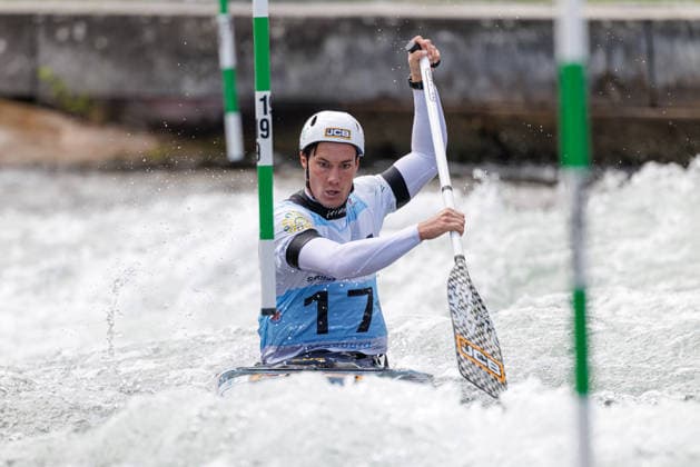 Kaylen Bassett AUS at ICF CANOE SLALOM WORLD CUP, Canoeing, Men, Canoe, 2026, on 13 06 2026 in Augsburg, Eiskanal Bayern Germany