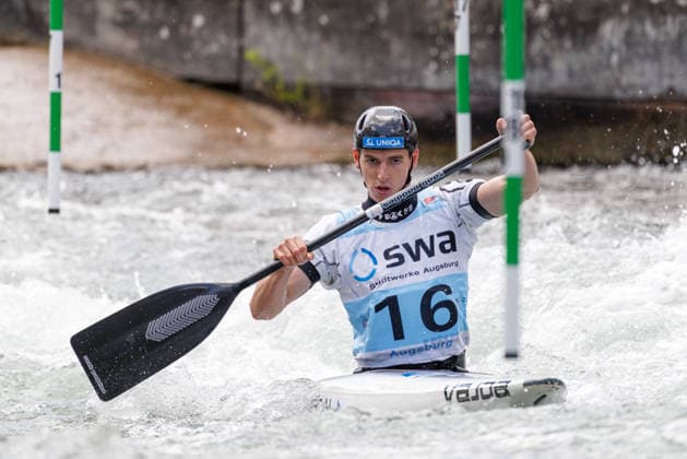 Adam Kral CZE at ICF CANOE SLALOM WORLD CUP, Canoeing, Men, Canoe, 2026, on 13 06 2026 in Augsburg, Eiskanal Bayern Germany