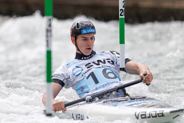 Adam Kral CZE at ICF CANOE SLALOM WORLD CUP, Canoeing, Men, Canoe, 2026, on 13 06 2026 in Augsburg, Eiskanal Bayern Germany