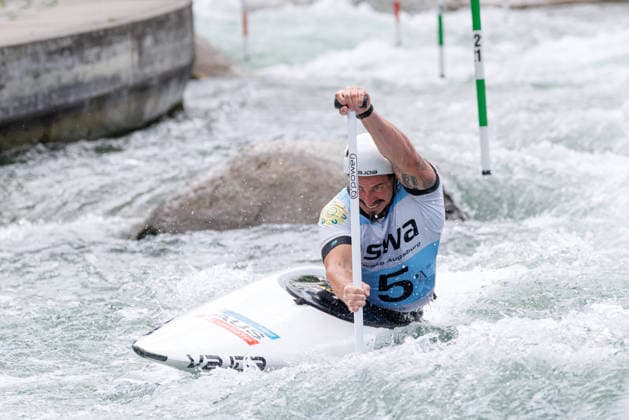 Tristan Carter AUS at ICF CANOE SLALOM WORLD CUP, Canoeing, Men, Canoe, 2026, on 13 06 2026 in Augsburg, Eiskanal Bayern Germany