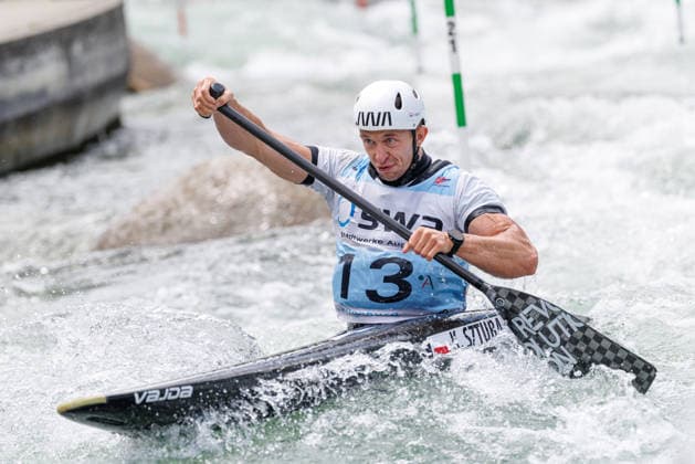 Kacper Sztuba POL at ICF CANOE SLALOM WORLD CUP, Canoeing, Men, Canoe, 2026, on 13 06 2026 in Augsburg, Eiskanal Bayern Germany