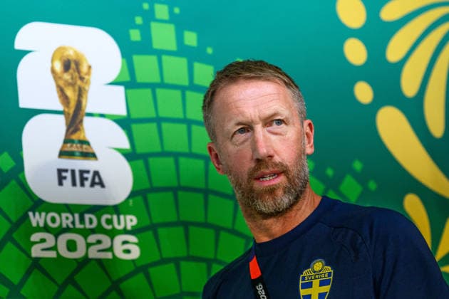 260613 Coach Graham Potter of the Swedish national football team at a press conference during day 3 of the FIFA World Cup 2026 on June 13, 2026 in Monterrey Photo Joel Marklund BILDBYRAN kod JM PA1231 fotboll football soccer fotball vm fotbolls vm fotballs vm fotbolls vm 2026 fifa world cup 2026 press conference press conference sverige sweden sverige a day 3 bbeng  Copyright: JOELxMARKLUND BB260613JM001